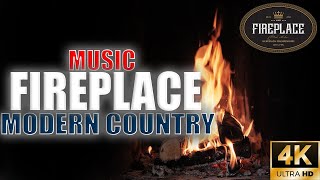 Modern Country Music Fireplace | Burning & crackling fire sounds | Premium | Ultra HD 4K. screenshot 5
