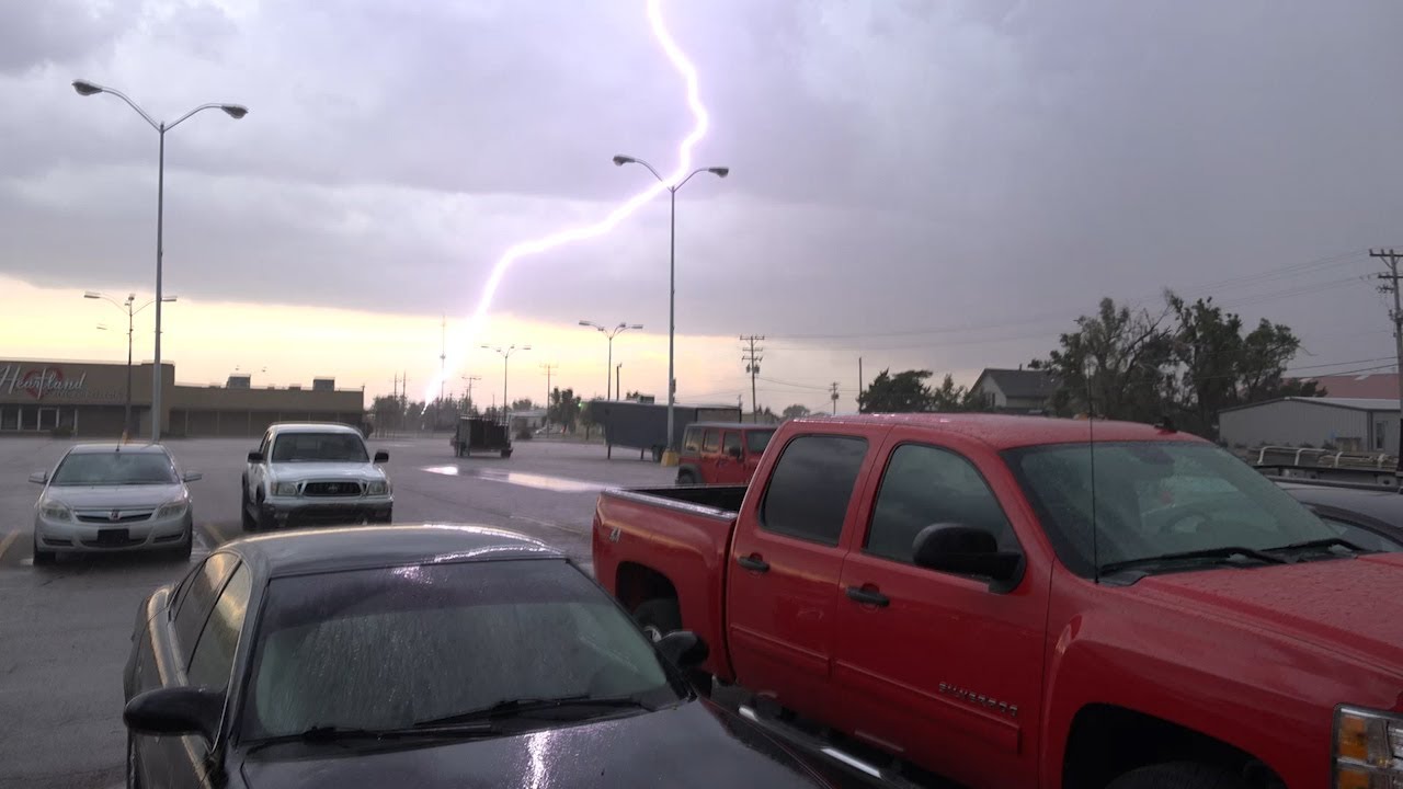 Dramatic Close Lightning, Hail, Gustnadoes in Hays, KS - 6/15/2017