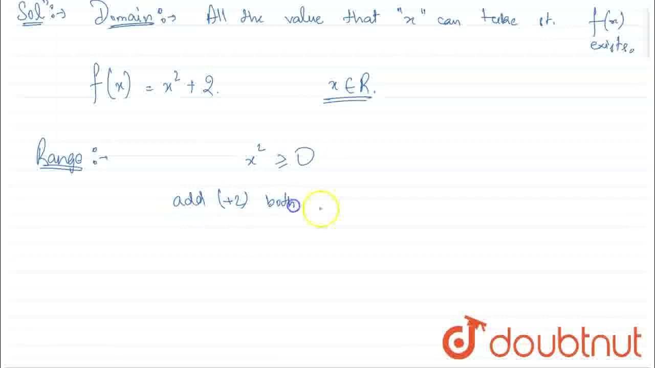 Find the domain and range of the following function f x x 2 2 class