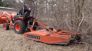 Orange Tractor, Orange Mower  New Property Cleanup