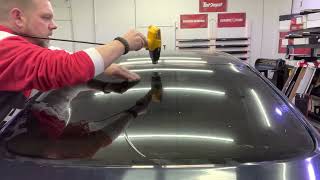 Window tint dry shrinking on a back glass or windshield. Detailed and explained. Advanced.