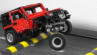 Cars vs MASSIVE Speed Bumps. JEEP Wrangler Lego technic on a treadmill screenshot 5