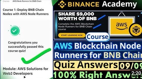 Binance Academy AWS Blockchain Node Runners for BNB Chain Course Answers| Win Free BNB Rewards