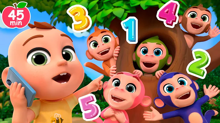 Five Little Monkeys Jumping on The Bed (New Farm Version) + MORE Lalafun Nursery Rhymes & Kids Songs