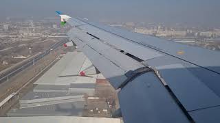 Uzbekistan Airways A320 landing in Tashkent, Uzbekistan