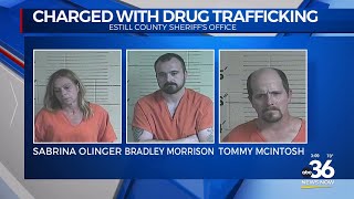 Three suspects charged with trafficking drugs right outside the Estill County Courthouse 051724
