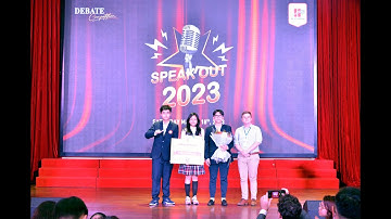 KHOẢNH KHẮC XƯỚNG TÊN HỌC SINH JIS TRONG LỄ TRAO GIẢI CUỘC THI HÙNG BIỆN TIẾNG ANH SPEAK OUT 2023