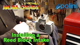 Installing a Malossi intake manifold on a Polini 64cc Puch Moped
