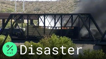 Arizona Train Derailment Causes Bridge Collapse and Big Fire Over Tempe Town Lake