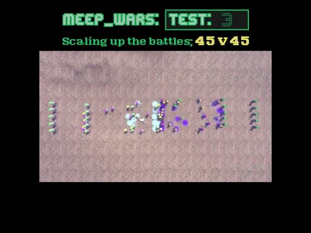#meepwars test-3 total chaos after scaling up meep ops |#gaming #3dgamedevelopment #simulation