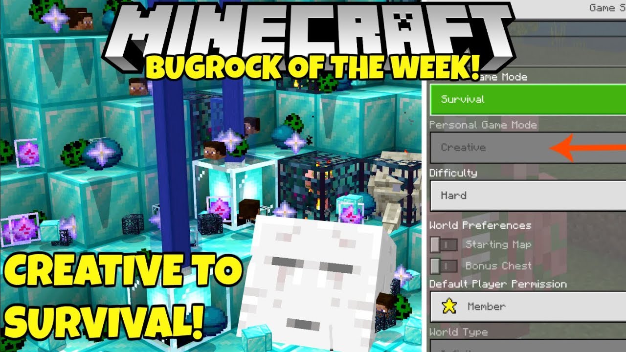 Bugrock Of The Week Creative Mode In Survival Worlds Minecraft Bedrock Edition Youtube