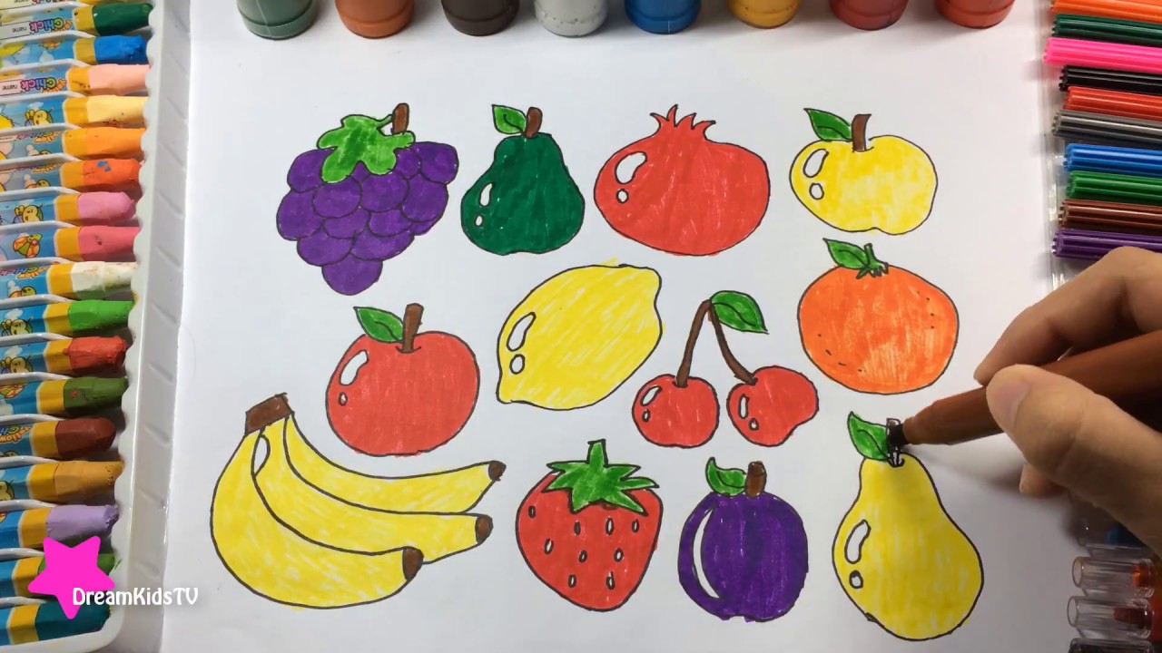 How to Draw a Fruit | Teach Drawing Fruits | Colouring with ...
