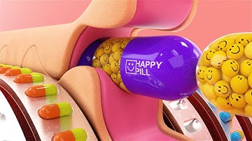 3D Happy Pill Looping Animation in Cinema 4D