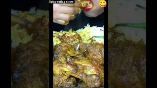 spicy chicken leg piece and rice tasty chicken curry ?chekenspicy asmrfood mukbang riceshorts