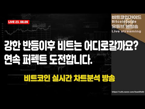 8월 9일 실시간방송 강한 반등이후 비트는 어디로갈까요 연속 퍼펙트 도전합니다 비트코인 실시간 차트분석 BTC XRP ETH US100 비트코인가이드 나스닥 빙엑스 