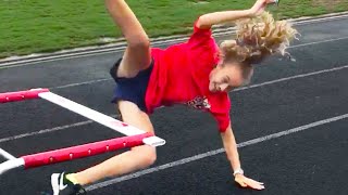 GIRL FALLS OVER HURDLE | GIRL FAILS