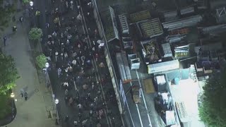 Skyforce10 over pro-Palestinian protesters marching through University City on Friday