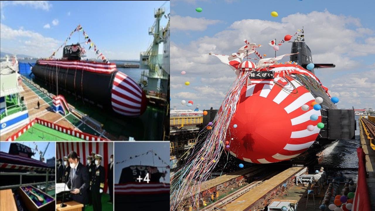 MHI Launches Jingei – 3rd Taigei Class Submarine For The JMSDF - YouTube