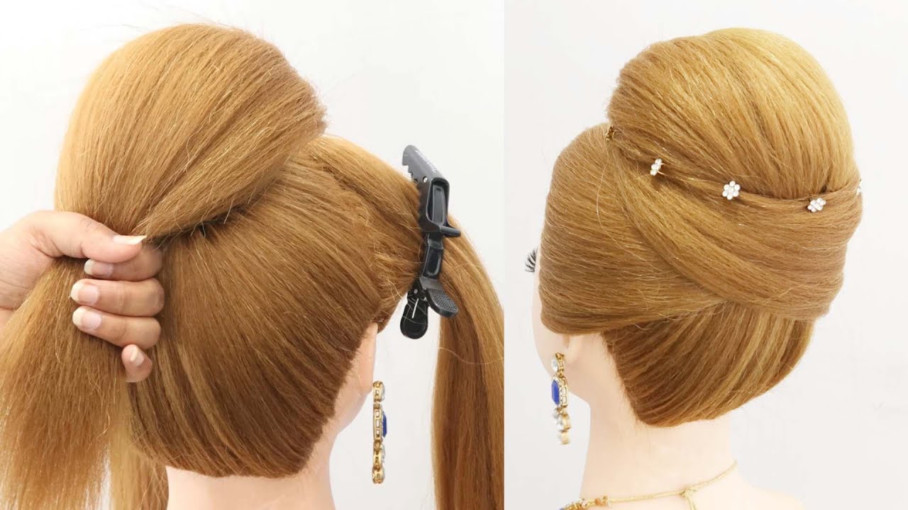 Beautiful high bun hairstyle tutorial Bun hairstyle for party New