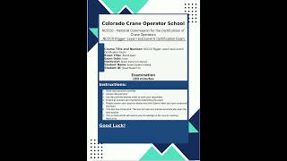 NCCCO National Commission for the Certification of Crane Operators NCCCO Rigger Level 1 Practical Ce