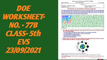 Class 5th EVS WORKSHEET 77B || 23 SEPTEMBER worksheet| WORKSHEET 77B CLASS 5 SOLUTION 22-09-2021