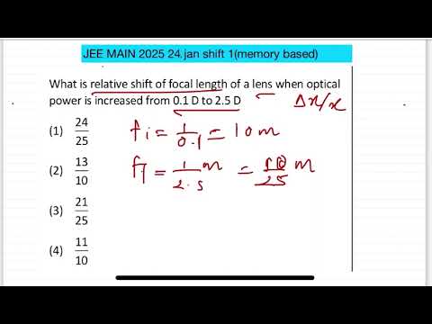 JEE MAIN 2025 :what is relative shift in focal length of a lens when optical power is increa 14 JEE MAIN 2025 :what is relative shift in focal length of a lens when optical power is increa
