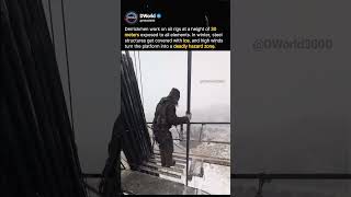 A second before falling on an oil rig