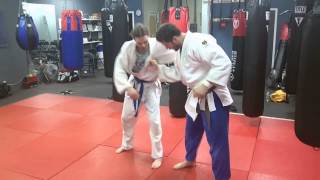Both Hands Lapel Foot Sweep Double-Take