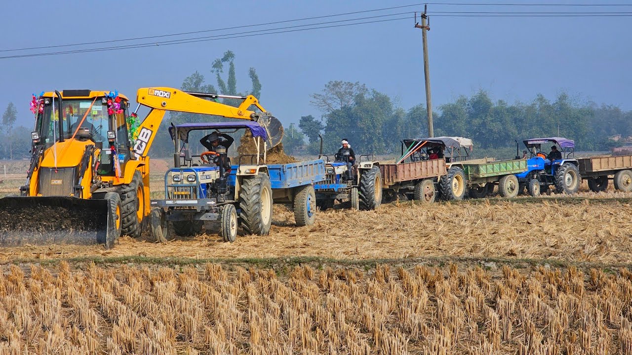 Old Jcb 3dx Backhoe Machine And Tractor Stunt Eicher 242 And 551 Swaraj 735 Fe New Sonalika Tractor