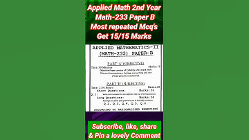 DAE applied math 2nd year -233 Paper B most Repeated Mcq
