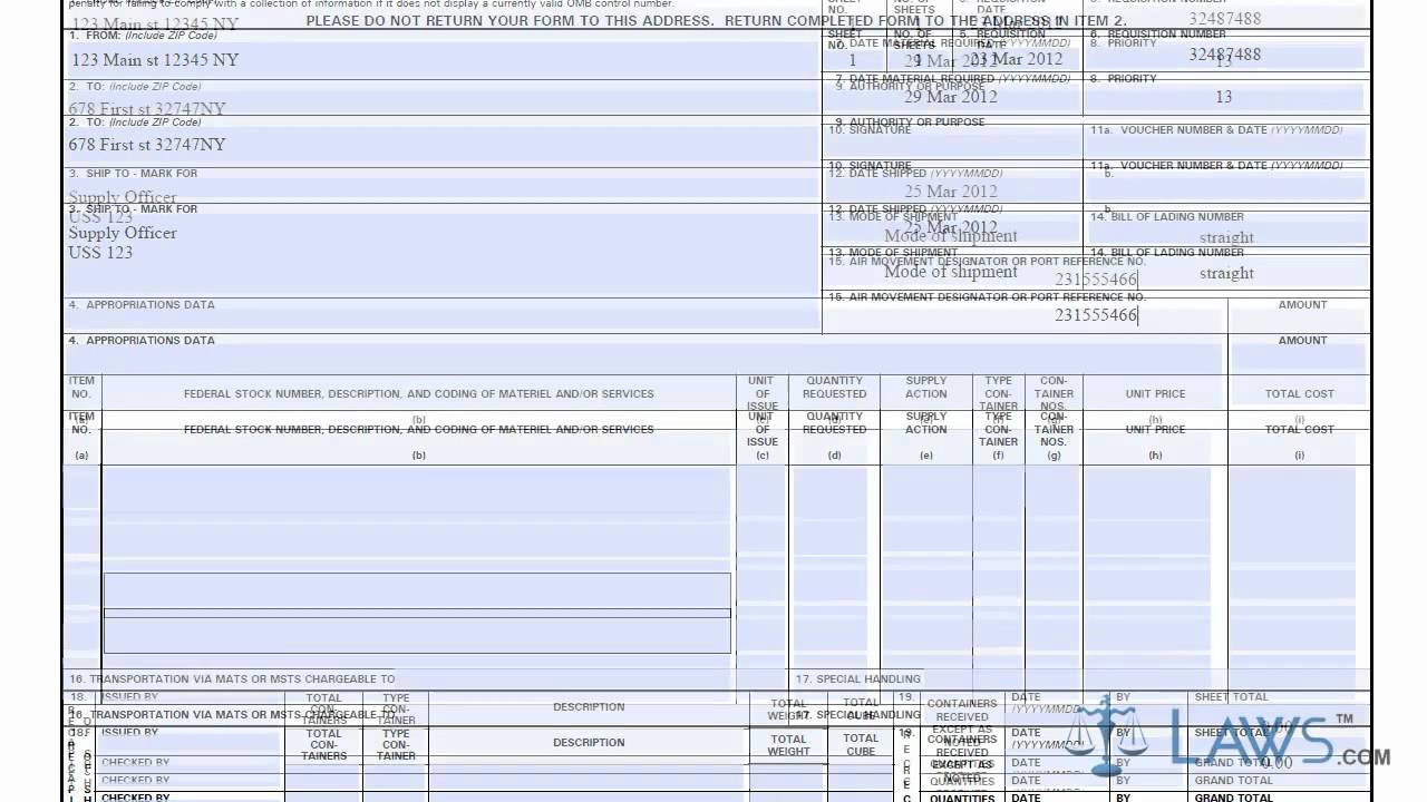 Learn How To Fill The Dd 1149 Form Requisition And Invoice Shipping