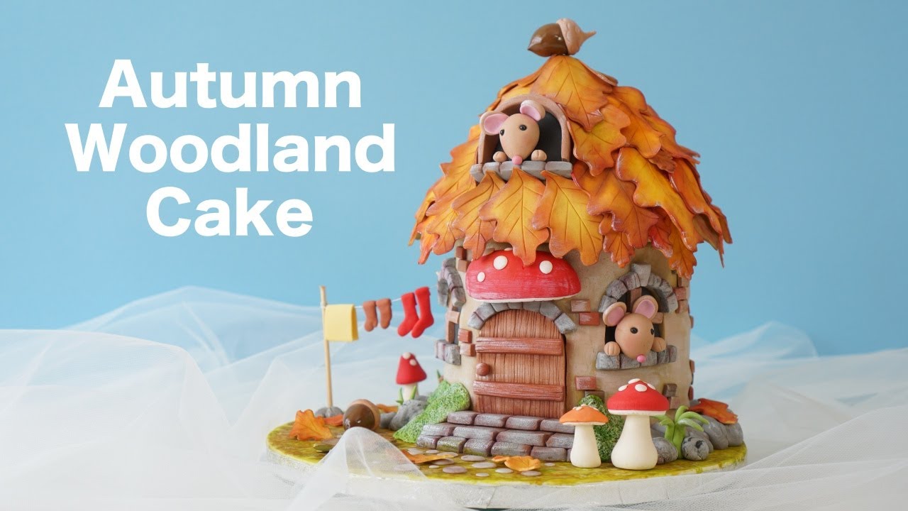 Autumn Woodland Mouse House Cake | 가을 숲 동화 케이크