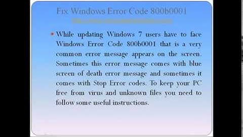 Fix Windows Error Code 800b0001