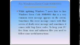 Fix Windows Error Code 800B0001