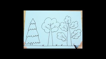 Hướng dẫn vẽ Cây Xanh đơn giản (How to draw trees)#drawing #shorts