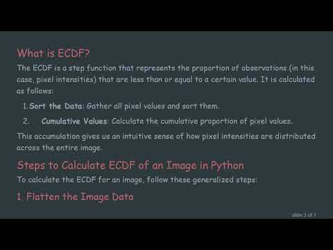 How to Calculate the Empirical Cumulative Distribution (ECDF) of an Image in Python