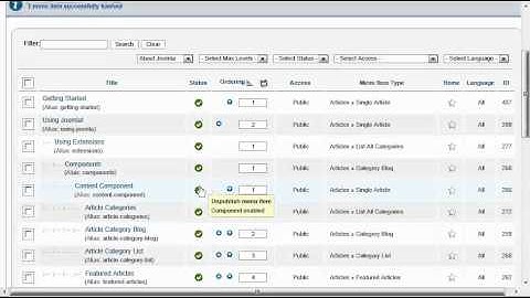 Joomla 2.5 - Unpublish, Trash and Delete Menu items
