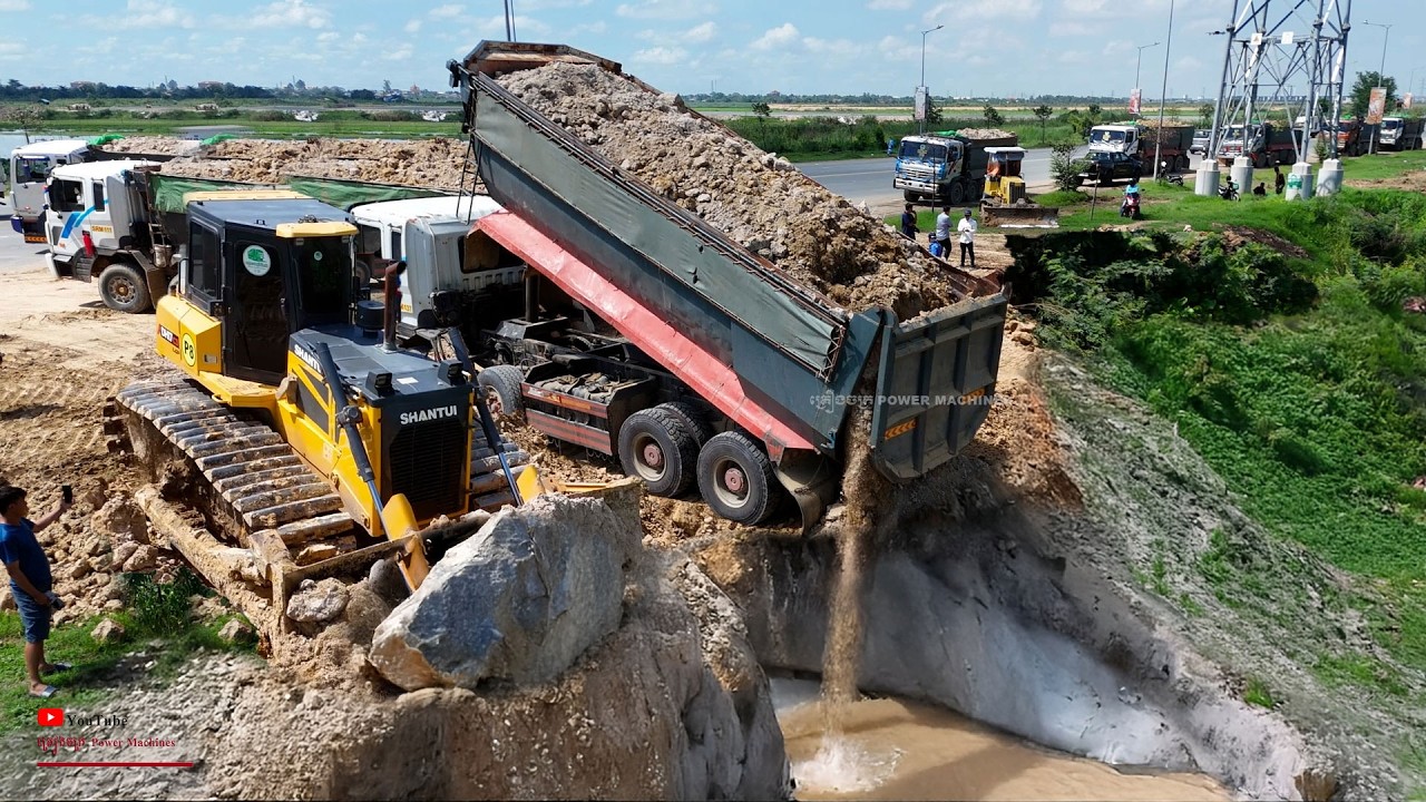 Wow! So Good Start Mage Erase Landfill Entire Lake Area​ John Fill Dozer Partner​ Group 25ton Trucks