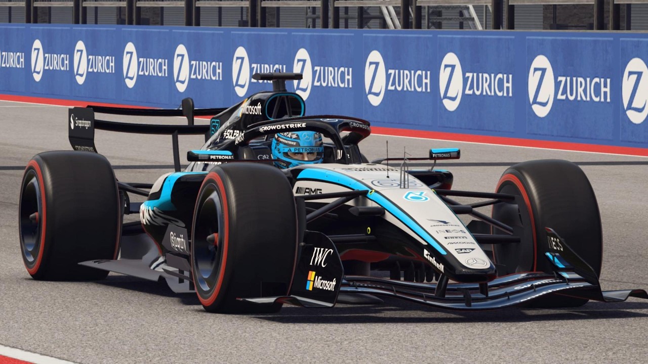 Onboard sur le circuit d'Austin avec la Mercedes W17 de George Russell