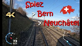 CAB RIDE 4K : CH : Spiez - Bern - Neuchâtel - Suisse / Schweiz / Switzerland / Swiss