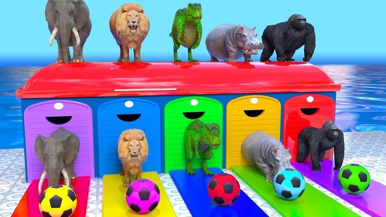 Long Slide Game with Colourful Duck Cow Tiger Gorilla Dog Elephant 3d Animal Game Funny 3d Animals