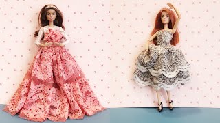 Gorgeous DIY Barbie doll dresses 👗 Glitter dresses ✨