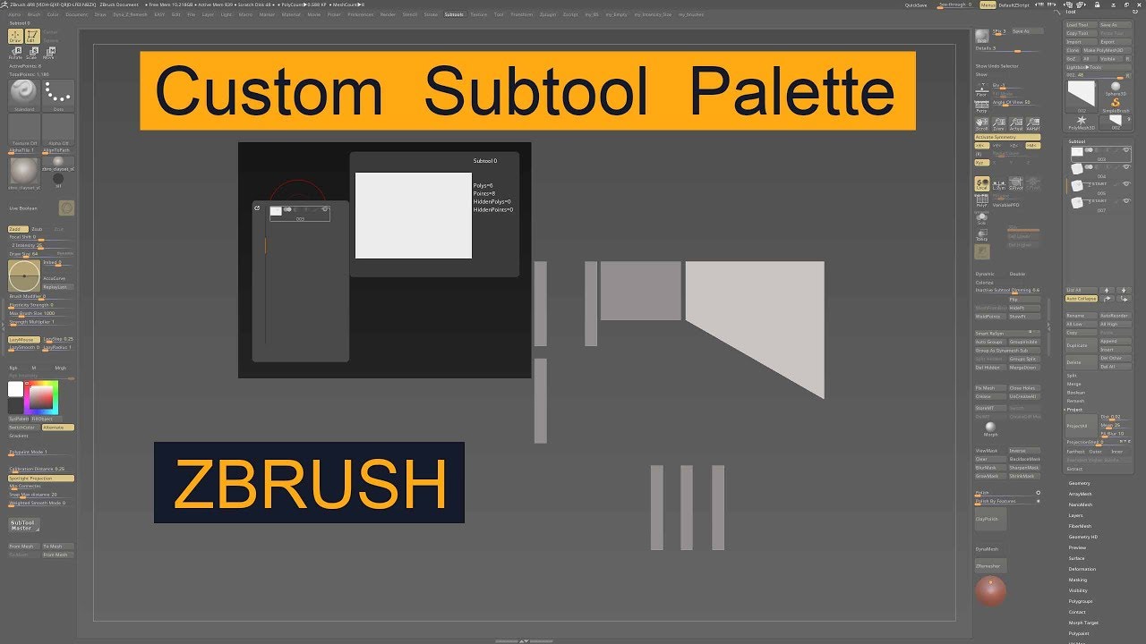customizing zbrush subtool menu
