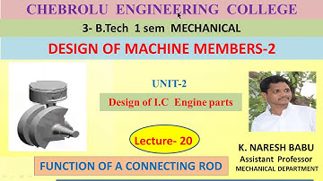 DMM-2  unit-2-lecture-20  CONNECTING ROD INTRODUCTION-B.Tech  3 year  Mechanical- by K. NARESH BABU