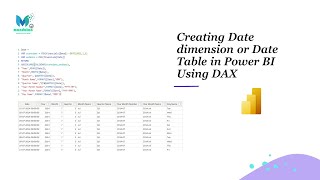 creating date dimension or date table in power bi using dax