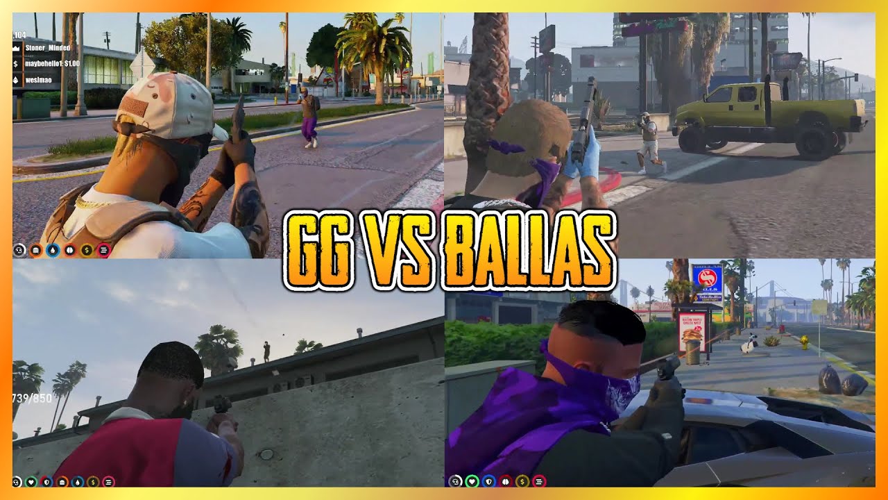 GG против BALLAS // Бой возле Лаки Плюкера | NoPixel GTA RP