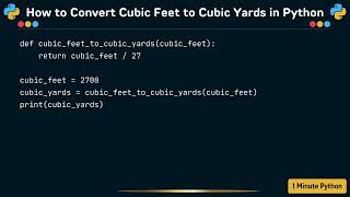 How to Convert Cubic Feet to Cubic Yards in Python Net Worth