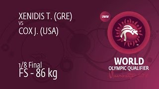1/8 FS - 86 kg: J. COX (USA) df. T. XENIDIS (GRE) by TF, 10-0