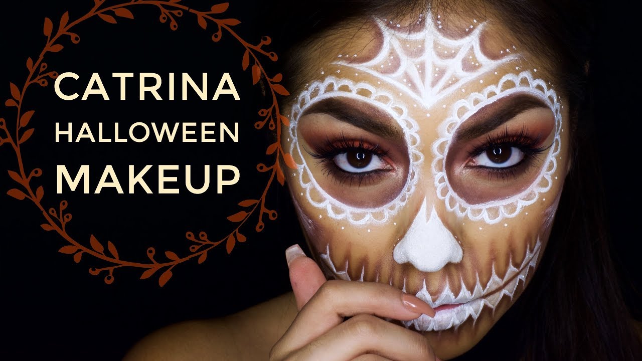 CATRINA Makeup Tutorial Halloween White Sugar Skull YouTube