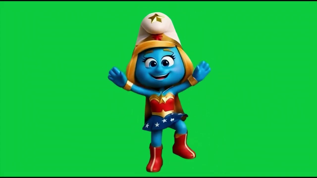 La schtroumfette habillée en wonder woman 4k Green Screen